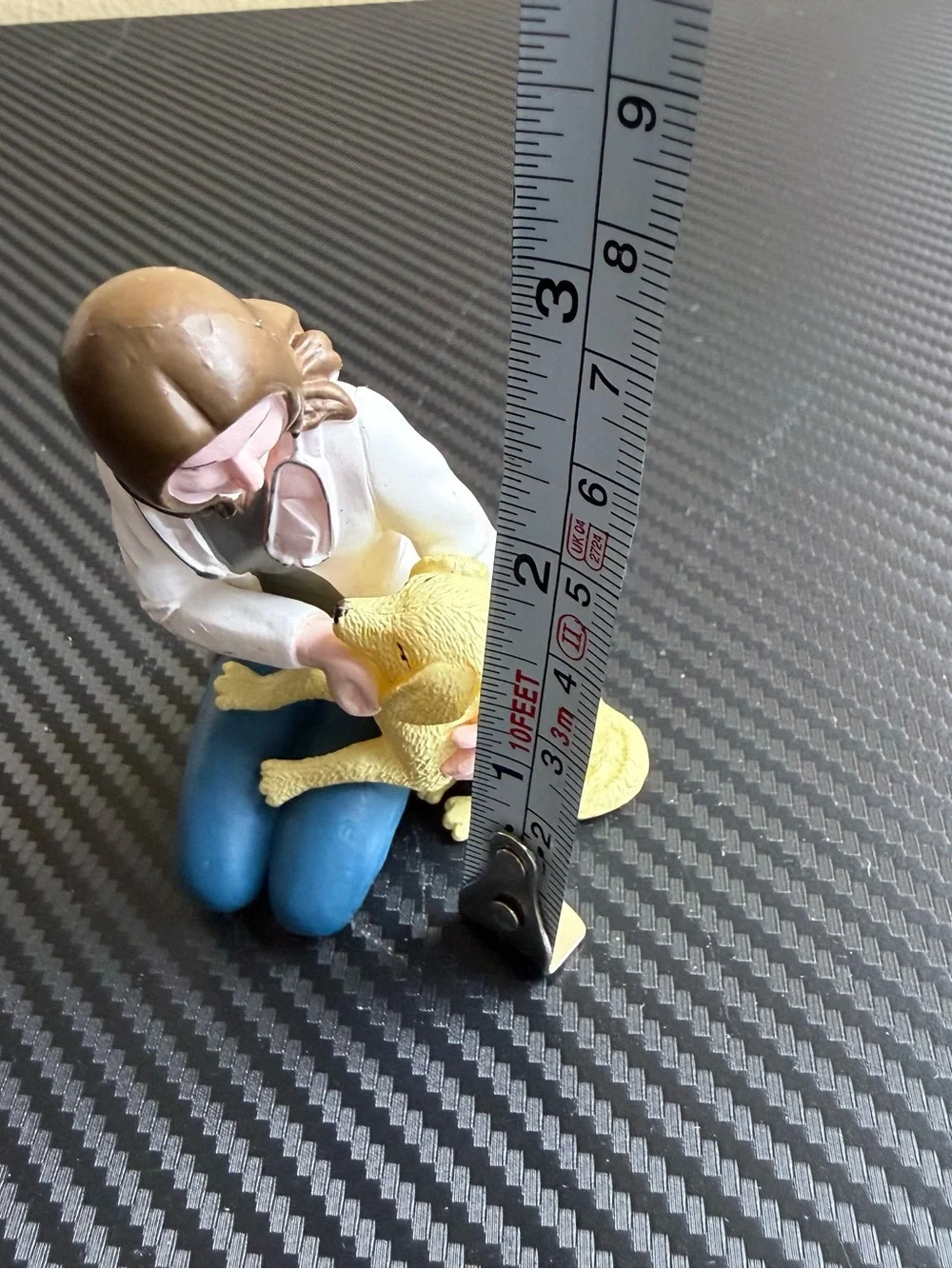 1982 Woman Doctor/Veterinarian Figurine w/ Stethoscope Holding Yellow Dog Resin